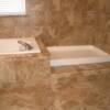 Closer pic of the tub deck v- cap and step into the shower.
